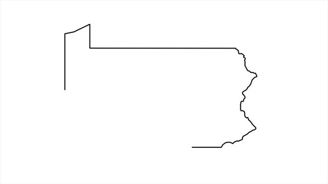 Pennsylvania map animated video. State outline highlighted with white background in video format