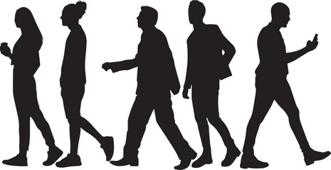 vector silhouettes of people with different postures