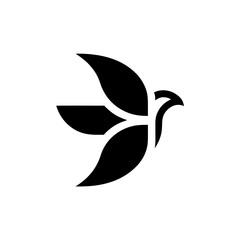 Stylized bird in flight graphic on transparent background silhouette