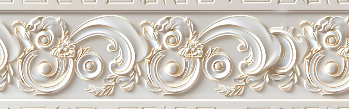 Elegant ornate architectural detail with swirling floral patterns and classic design elements - Powered by Adobe