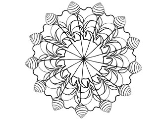 Coloring page mandala outline drawing for art therapy and meditation. Circular ornament