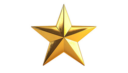 Glossy, realistic, five-point golden star on a black background