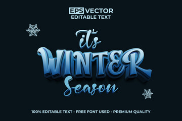 Winter Season Editable Text Effect 3D Style with Snowflakes. Winter Season in Christmas Vibes.