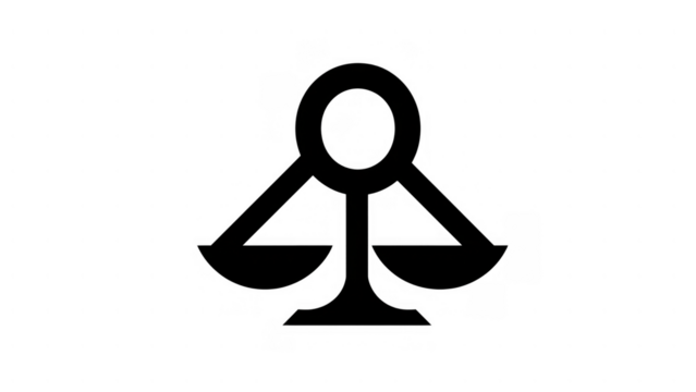 Black Libra scales on a white background, created AI, PNG - Powered by Adobe