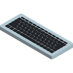 Isometric Gray Computer Keyboard With Black Keys On A Transparent Background Flat Design Style Minimalist Object