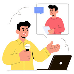 Online creator answering followers PNG File On Transparent Background