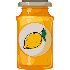 Jar Of Yellow Lemon Marmalade With A Graphic Of A Lemon On A Label On A Transparent Background