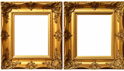 Two golden baroque frames connected, ornate details abound