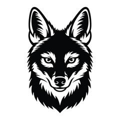 Obraz premium Fox head black and white frontal mascot illustration