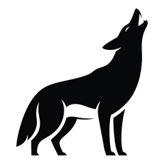 Wolf howling black silhouette vector illustration icon