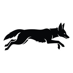Fototapeta premium Fox leaping black silhouette side profile vector illustration
