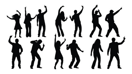 Dancing people silhouettes isolated on white background, Vector