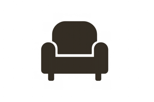 Armchair silhouette icon, a symbol of domestic comfort, home furnishing, and relaxation, isolated on a transparent background
