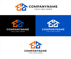 The logo design combines the letters ez and house, using orange and blue colors.