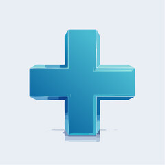 Obraz premium Azure Dimensional Cross Symbol with Smooth Gradient and Subtle Reflections
