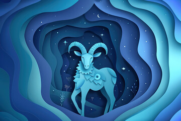 Astrological abstract composition with concept of Capricorn zodiac sign symbol