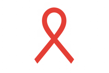 Red ribbon symbol of hiv aids awareness, support, solidarity, and charity on transparent background