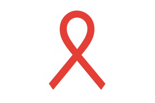 Red ribbon symbol of hiv aids awareness, support, solidarity, and charity on transparent background