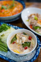 Spicy crab with assorted vegetables. Healthy food for life concept.