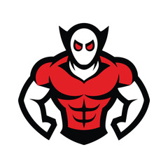 Powerful Fitness Mascot Logo Design Strong Muscular Superhero Character Icon