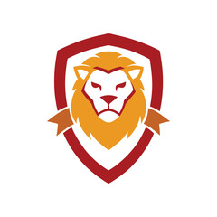 Royal Lion Head Mascot Logo Bold Shield Emblem for Sports Team or Brand Design