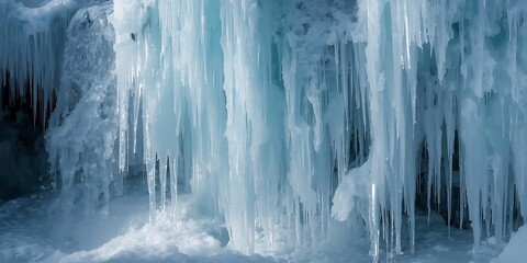 Abstract Close-Up of Blue Icicles in Winter