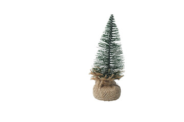 Decorative mini Christmas tree isolated on white background.