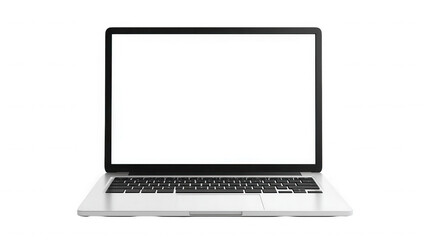 Sleek modern laptop with blank white screen for mockup and design integration on transparent background