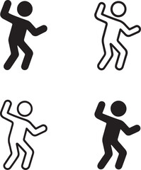 Dancing people icon set, celebration dance party symbols, editable black vector, solid black line outline filled minimal thin stroke, new year dancing people icons for festival buyers