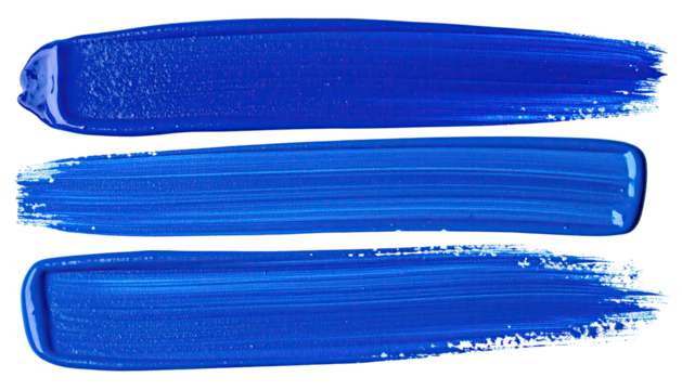 Three blue brushstrokes, horizontally aligned