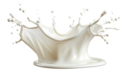 Fluid crown of creamy, white liquid frozen in time
