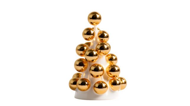 Golden Christmas Tree, isolated on transparent background