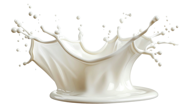 Fluid crown of creamy, white liquid frozen in time