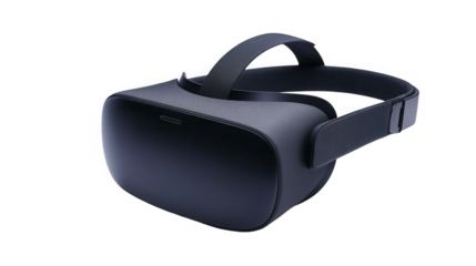 Sleek virtual reality headset showcasing immersive technology on transparent background