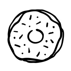 ドーナツの手書きイラスト　モノクロ