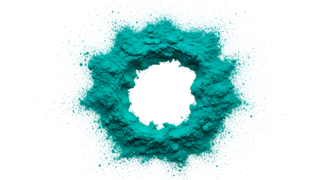 Teal powder explosion with black center and white speckles powder burst Holi powder