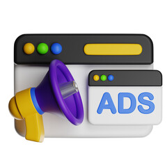 Megaphone announcing online ads on browser window