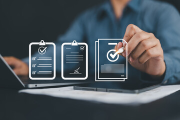 Businessman checking audit documents, focusing on financial audit, regulatory compliance, and internal audit strategies for accurate business management.