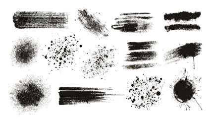 Various artistic brush strokes and textures displayed in a series of patterns, showcasing different styles and effects.