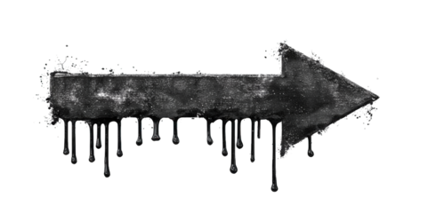 A black arrow design with a dripping effect, creating a bold and artistic visual statement.