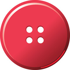 Single Red Round Four Hole Sewing Button With Subtle Highlights And A Glossy Surface Isolated On A Transparent Background