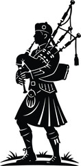 Silhouette vector of person playing bagpipes