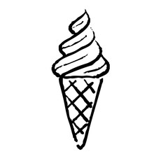 ソフトクリームの手書きイラスト　モノクロ