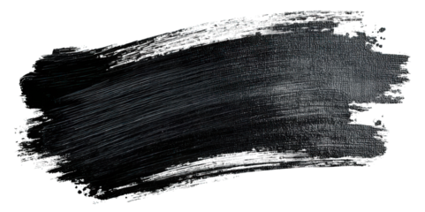 A bold black paint stroke with textured detailing, showcasing the artistry and fluidity of the medium.