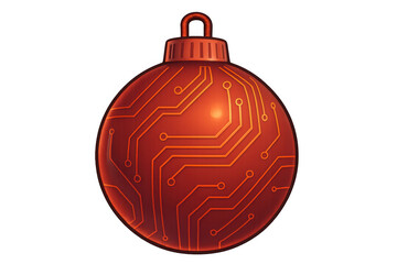 Christmas ornament combining traditional holiday decoration with modern technology circuit board lines