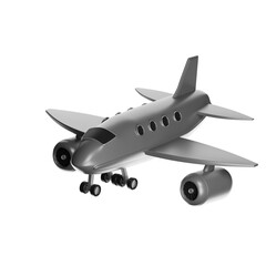 Silver airplane 3d render representing global travel and aviation