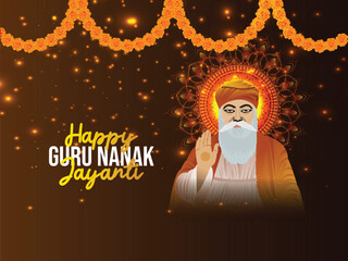 Happy guru nanak jayanti celebration greeting card