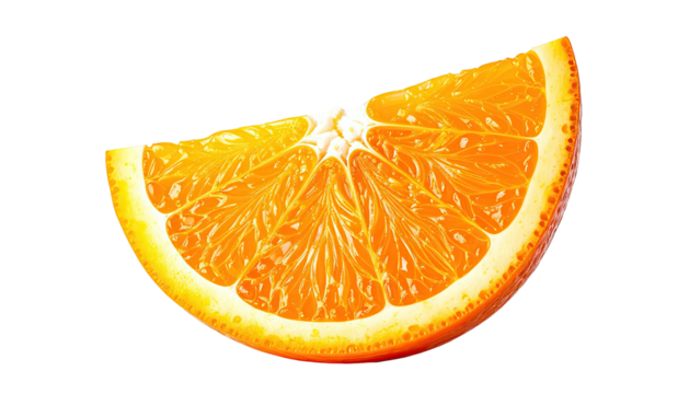Juicy orange slice with white pith
