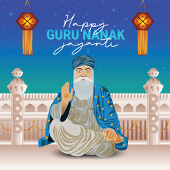 Sikh festival happy guru nanak jayanti background