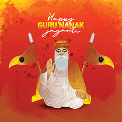 Happy guru nanak jayanti celebration greeting card